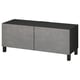 BESTÅ Mobile TV con ante, marrone-nero/Kallviken/Stubbarp grigio scuro, 120x42x48 cm