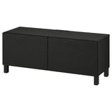 BESTÅ Mobile TV con ante, marrone-nero/Laxviken/Stubbarp nero, 120x42x48 cm