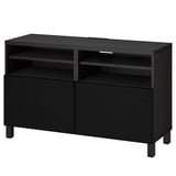 BESTÅ Mobile TV con ante, marrone-nero/Laxviken/Stubbarp nero, 120x42x74 cm