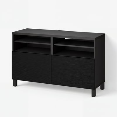 BESTÅ Mobile TV con ante, marrone-nero/Laxviken/Stubbarp nero, 120x42x74 cm