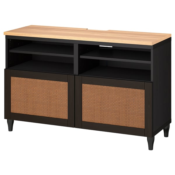 BESTÅ Mobile TV con ante, marrone-nero/Studsviken/Kabbarp marrone-nero, 120x42x76 cm