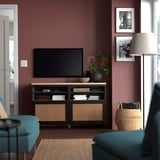 BESTÅ Mobile TV con ante, marrone-nero/Studsviken/Kabbarp marrone-nero, 120x42x76 cm