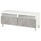 BESTÅ Mobile TV con cassetti, bianco/Kallviken/Stubbarp grigio chiaro, 120x42x48 cm