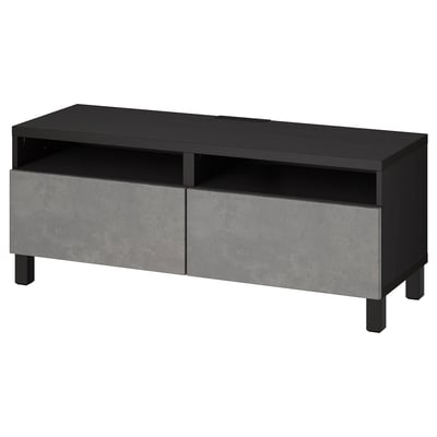 BESTÅ Mobile TV con cassetti, marrone-nero/Kallviken/Stubbarp grigio scuro, 120x42x48 cm