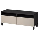 BESTÅ Mobile TV con cassetti, marrone-nero/Lappviken/Stubbarp grigio chiaro/beige, 120x42x48 cm