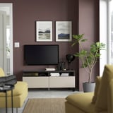 BESTÅ Mobile TV con cassetti, marrone-nero/Lappviken/Stubbarp grigio chiaro/beige, 120x42x48 cm