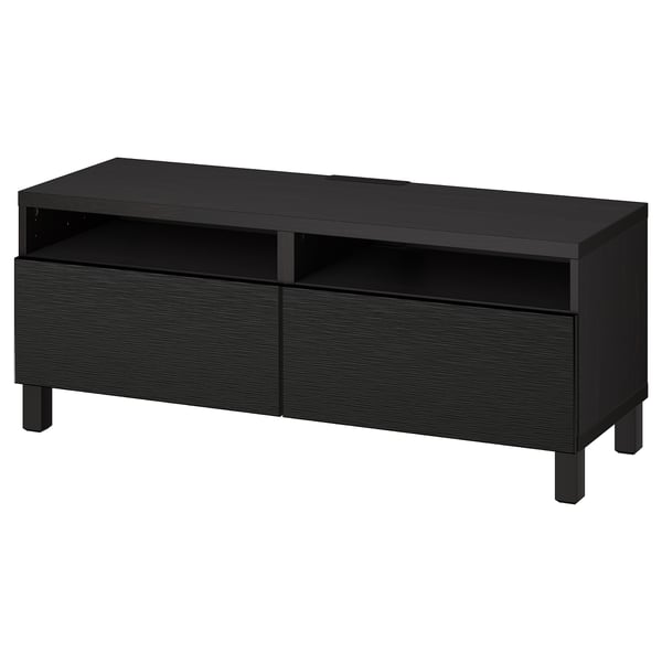 BESTÅ Mobile TV con cassetti, marrone-nero/Laxviken/Stubbarp nero, 120x42x48 cm