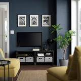 BESTÅ Mobile TV, marrone-nero, 120x40x48 cm