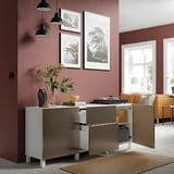BESTÅ Mobili con cassetti, bianco Riksviken/effetto bronzo chiaro, 180x42x74 cm