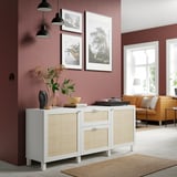 BESTÅ Mobili con cassetti, bianco Studsviken/Stubbarp/bianco pioppo, 180x42x74 cm
