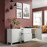 BESTÅ Mobili con cassetti, bianco/Västerviken/Stubbarp bianco, 180x42x74 cm