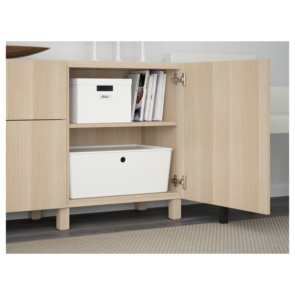 BESTÅ Mobili con cassetti, effetto rovere con mordente bianco/Lappviken/Stubbarp effetto rovere con mordente bianco, 180x42x74 cm