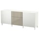 BESTÅ Mobili con cassetti, Laxviken bianco/Selsviken lucido/beige, 180x42x74 cm
