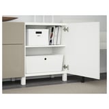 BESTÅ Mobili con cassetti, Laxviken bianco/Selsviken lucido/beige, 180x42x74 cm