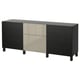 BESTÅ Mobili con cassetti, Laxviken nero/Selsviken lucido/beige, 180x42x74 cm