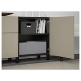 BESTÅ Mobili con cassetti, marrone-nero/Selsviken/Stubbarp lucido/beige, 180x42x74 cm