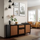 BESTÅ Mobili con cassetti, marrone-nero Studsviken/Stubbarp/marrone scuro pioppo intrecciato, 180x42x74 cm