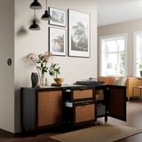 BESTÅ Mobili con cassetti, marrone-nero Studsviken/Stubbarp/marrone scuro pioppo intrecciato, 180x42x74 cm