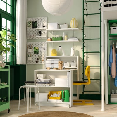 BILLY / BERGSHULT Combinazione libreria/tavolo piegh, bianco, 80x106 cm