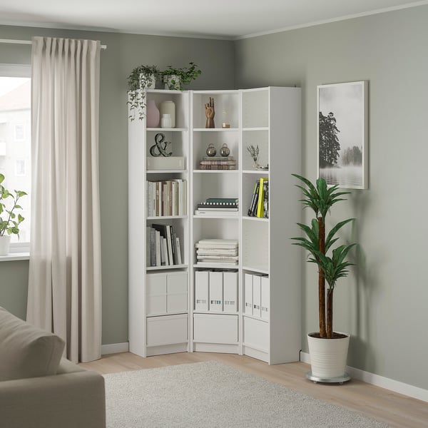 BILLY Combinazione di librerie/angolare, bianco, 95/95x28x202 cm