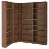 BILLY Combinazione libreria ang/elem supp, marrone effetto noce, 215/135x28x237 cm