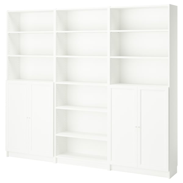 BILLY / OXBERG Combinazione di librerie con ante, bianco, 240x30x202 cm