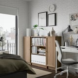 BILLY / OXBERG Combinazione di librerie con ante, effetto rovere, 160x106 cm