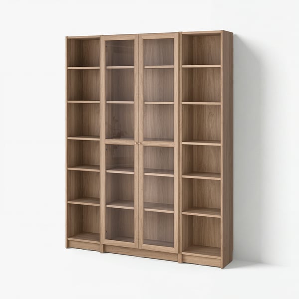BILLY / OXBERG Combinazione librerie/ante a vetro, effetto rovere, 160x202 cm