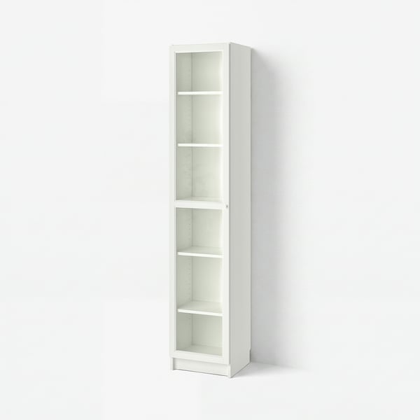 BILLY / OXBERG Libreria con anta a vetro, bianco/vetro, 40x41x202 cm