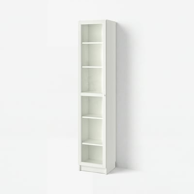 BILLY / OXBERG Libreria con anta a vetro, bianco/vetro, 40x41x202 cm