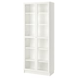 BILLY / OXBERG Libreria con ante a vetro, bianco/vetro, 80x41x202 cm