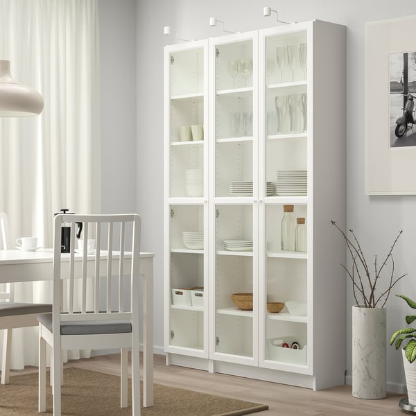 BILLY / OXBERG libreria con ante a vetro, bianco, 120x30x202 cm - IKEA  Svizzera