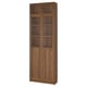 BILLY / OXBERG Libreria con ante a vetro, marrone effetto noce/vetro trasparente, 80x30x237 cm