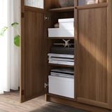 BILLY / OXBERG Libreria con ante a vetro, marrone effetto noce/vetro trasparente, 80x30x237 cm