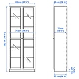 BILLY / OXBERG Libreria con ante a vetro, nero effetto rovere, 80x41x202 cm