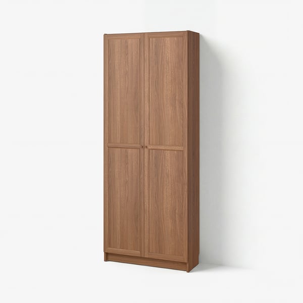 BILLY / OXBERG Libreria con ante, marrone effetto noce, 80x30x202 cm