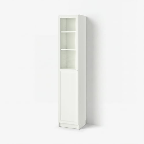 BILLY / OXBERG Libreria con pannello/anta a vetro, bianco/vetro, 40x41x202 cm