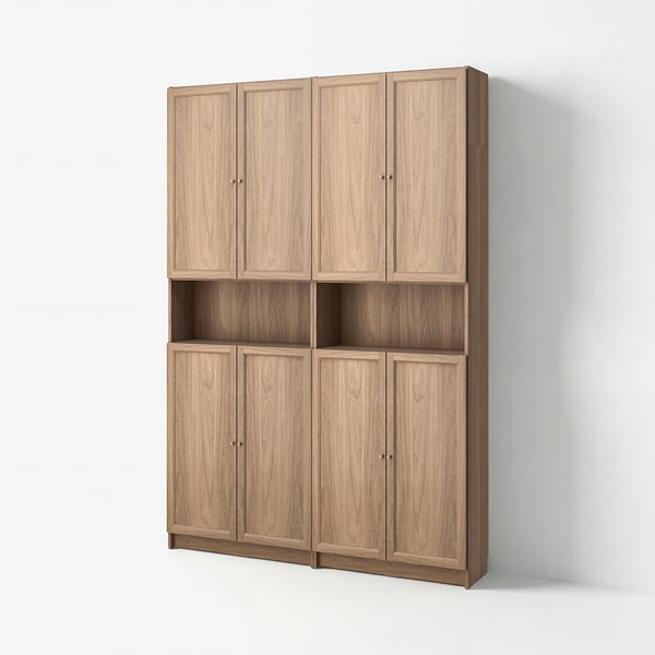 BILLY / OXBERG Libreria/elemento top/ante, effetto rovere, 160x30x237 cm