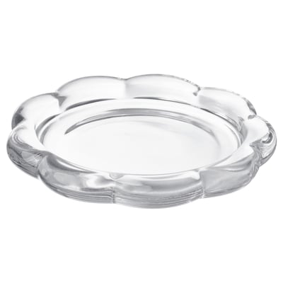 BLADFÅGEL Base per candela, vetro trasparente, 11 cm