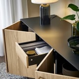 BOASTAD Buffet, nero/impiallacciatura di rovere, 161x52x75 cm