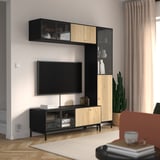 BOASTAD Combinazione per TV, nero/impiallacciatura di rovere, 163x42x185 cm