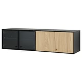 BOASTAD Scaffale da parete, nero/impiallacciatura di rovere, 121x32x32 cm