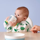 BÖRJA Bicchiere con coperchio per bambini, bianco/blu