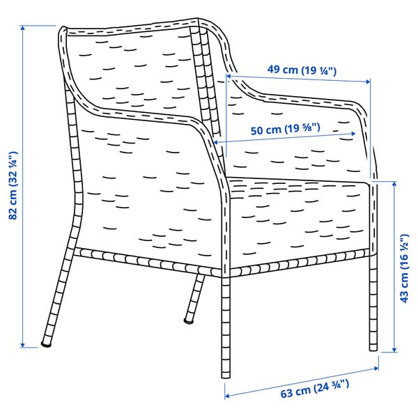 BONDHOLMEN / ULVEVÄR Tavolo+6 sedie braccioli, giardino, bianco/beige plastica effetto rattan marrone/Frösön/Duvholmen beige, 235x90 cm