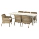 BONDHOLMEN / ULVEVÄR Tavolo+6 sedie braccioli, giardino, bianco/beige plastica effetto rattan marrone/Frösön/Duvholmen beige, 235x90 cm