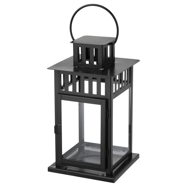 BORRBY Lanterna per cero, da interno/esterno nero, 28 cm