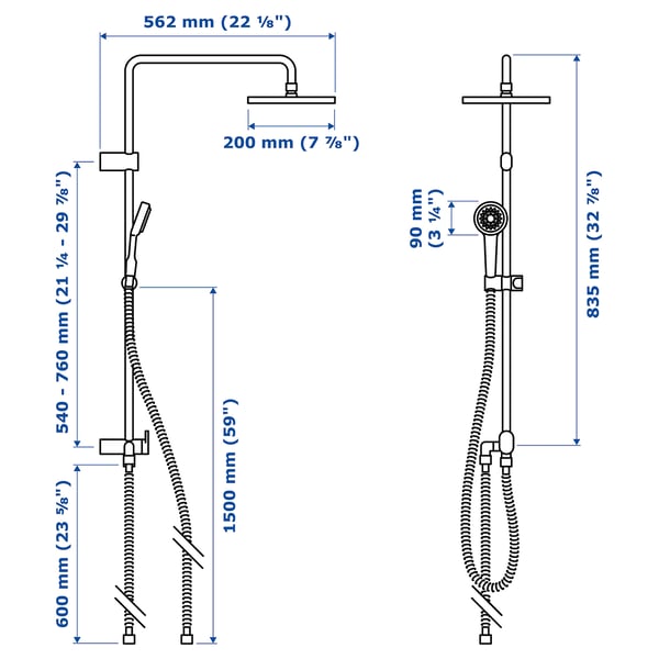 BROGRUND Set doccia soffione/doccetta/deviat, cromato