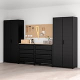 BROR Combinaz con mobile/banco da lavoro, nero/compensato di pino, 340x40x191 cm