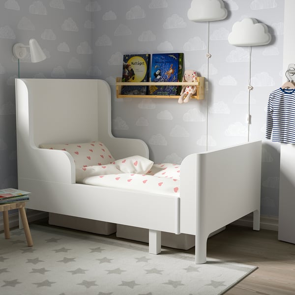 BUSUNGE Letto allungabile, bianco, 80x200 cm