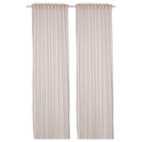 BYMOTT Tenda, 2 teli, bianco/beige a righe/con nastro arricciatende, 120x300 cm